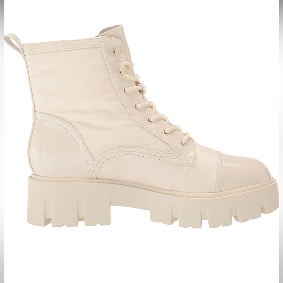 New in Box NINE WEST Women's Obri2 Ankle Combat Boot Ivory size 8 - Picture 3 of 11